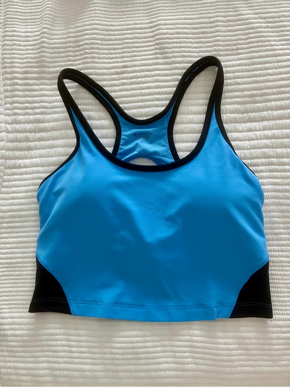 Athleta Bright Blue and Black Racerback Sports Bralette